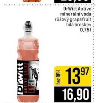 DrWitt Active minerální voda růžový grapefruit bílá broskev 0,75l