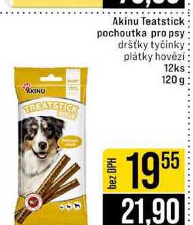Akinu Teatstick pochoutka pro psy dršťky tyčinky plátky hovězí 12ks 120 g