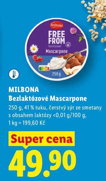 MILBONA Bezlaktózové Mascarpone, 250 g
