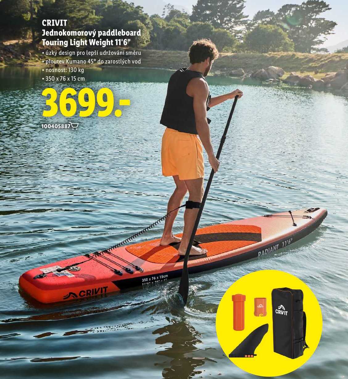 CRIVIT Jednokomorový paddleboard Touring Light Weight 11'6"