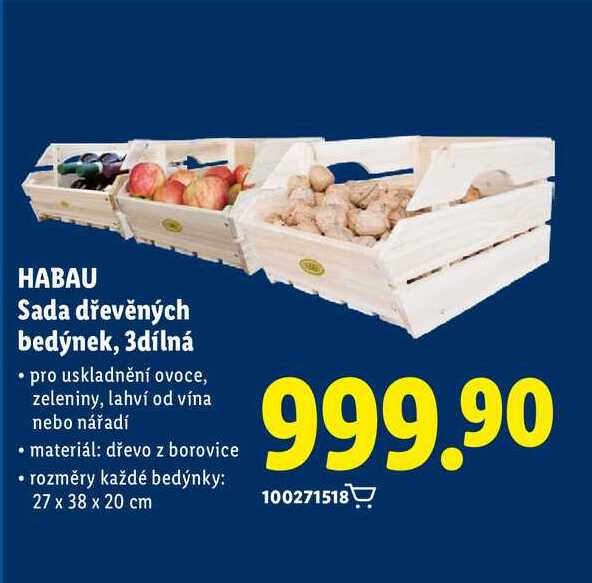 HABAU Sada dřevěných bedýnek, 3dílná