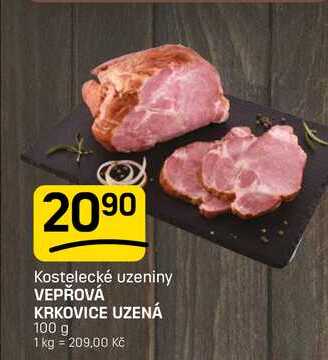 Kostelecké uzeniny VEPŘOVÁ KRKOVICE UZENÁ 100g