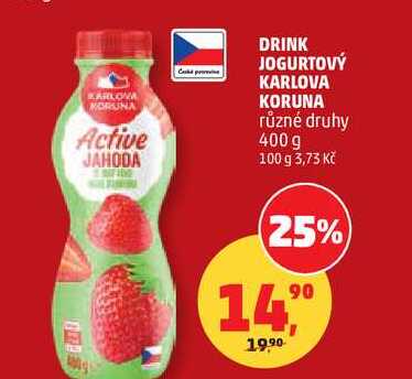 DRINK JOGURTOVÝ KARLOVA KORUNA různé druhy, 400 g