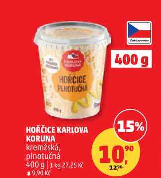 HOŘČICE KARLOVA KORUNA kremžská, 400 g