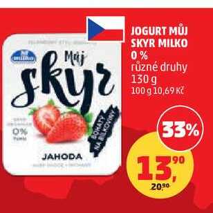 MŮJ SKYR MILKO 0% různé druhy, 130 g