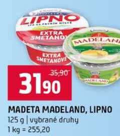 MADETA MADELAND, LIPNO 125 g vybrané druhy