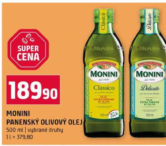 MONINI PANENSKÝ OLIVOVÝ OLEJ 500 ml vybrané druhy