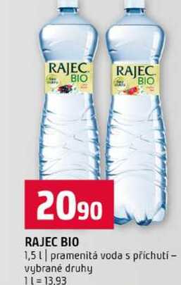 RAJEC BIO 1,5l pramenitá voda s příchutí vybrané druhy