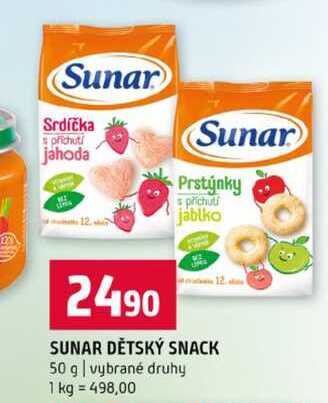 SUNAR DĚTSKÝ SNACK 50 g vybrané druhy