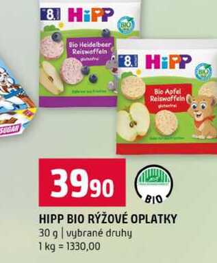 HIPP BIO RÝŽOVÉ OPLATKY 30 g vybrané druhy