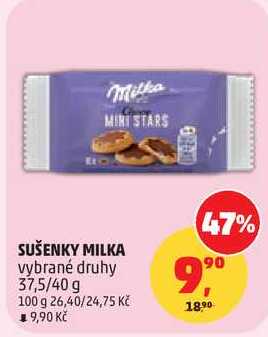 SUŠENKY MILKA vybrané druhy, 37,5/40 g