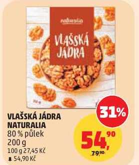 VLAŠSKÁ JÁDRA NATURALIA 80% půlek, 200 g