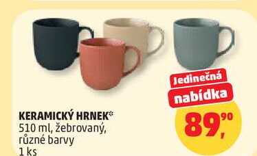 KERAMICKÝ HRNEK, 510 ml, žebrovaný, různé barvy