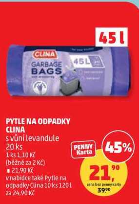PYTLE NA ODPADKY CLINA s vůní levandule, 20 ks