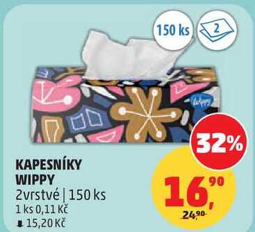 KAPESNÍKY WIPPY 2vrstvé, 150 ks