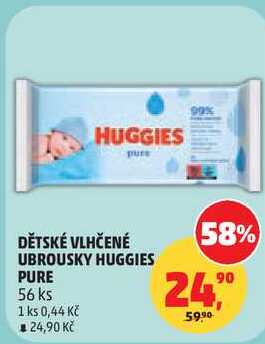 Huggies Pure dětské ubrousky, 56 ks