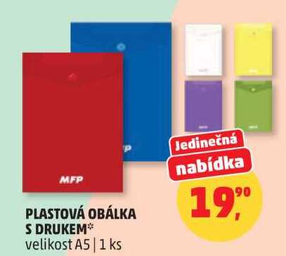 PLASTOVÁ OBÁLKA S DRUKEM velikost A5, 1 ks