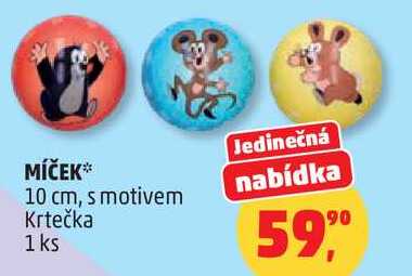 MÍČEK 10 cm, s motivem Krtečka, 1 ks