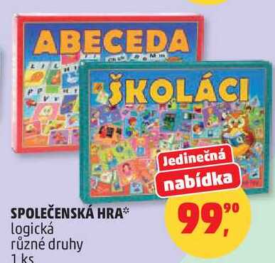SPOLEČENSKÁ HRA logická různé druhy, 1 ks