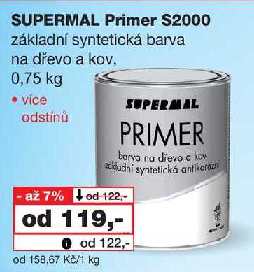 SUPERMAL Primer S2000 základní syntetická barva na dřevo a kov, 0,75 kg