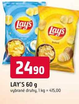 LAY'S 60 g vybrané druhy