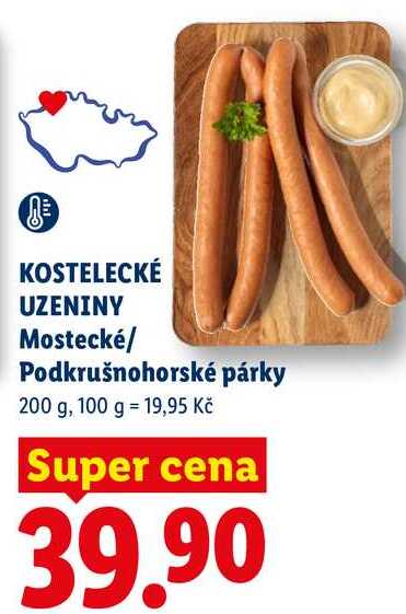 KOSTELECKÉ UZENINY Mostecké/Podkrušnohorské párky, 200 g