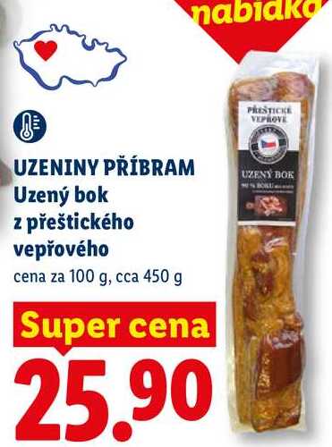 UZENINY PŘÍBRAM Uzený bok z přeštického vepřového, cena za 100 g