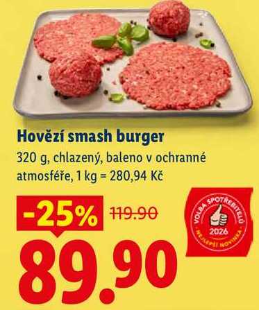 Hovězí smash burger, 320 g