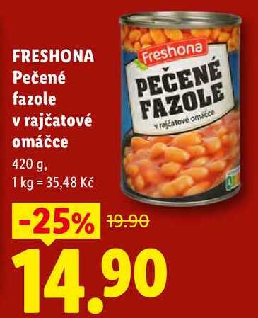 FRESHONA Pečené fazole v rajčatové omáčce, 420 g