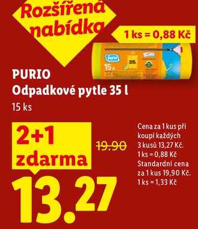 PURIO Odpadkové pytle 35 l, 15 ks