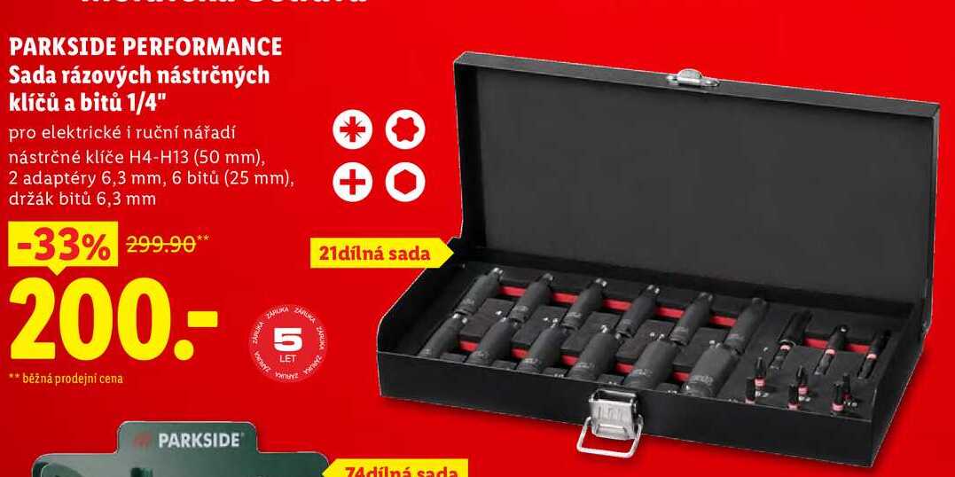 PARKSIDE PERFORMANCE Sada rázových nástrčných klíčů a bitů 1/4" 
