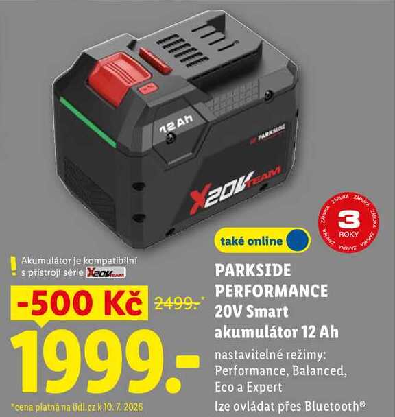PARKSIDE PERFORMANCE 20V Smart akumulátor 12 Ah 