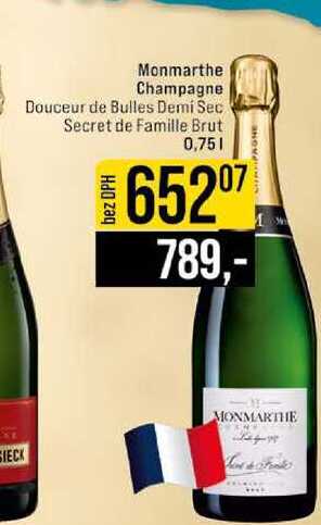 Monmarthe Champagne Douceur de Bulles Demi Sec Secret de Famille Brut 0,75l