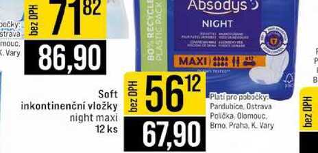 Soft inkontinenční vložky night maxi 12 ks