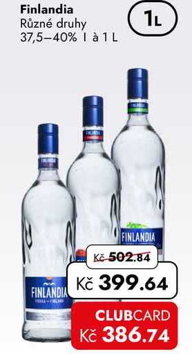 Finlandia Různé druhy 37,5-40% 1L