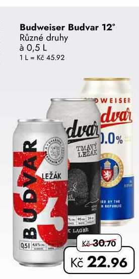Budweiser Budvar 12° Různé druhy à 0,5 L
