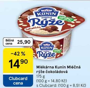 Mlékárna Kunín Mléčná rýže čokoládová, 175 g 