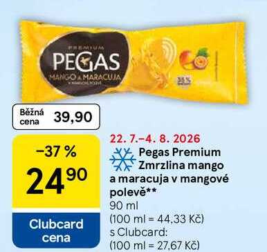 Pegas Premium Zmrzlina mango a maracuja v mangové polevě, 90 ml  