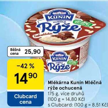 Mlékárna Kunín Mléčná rýže ochucená, 175 g, více druhů  
