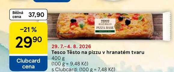 Tesco Těsto na pizzu v hranatém tvaru, 400 g 