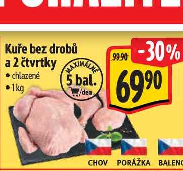 Kuře bez drobů a 2 čtvrtky 1 kg