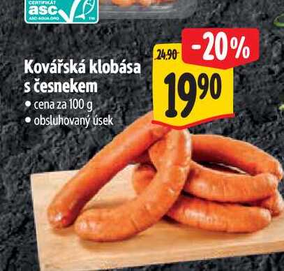 Kovářská klobása s česnekem 100 g