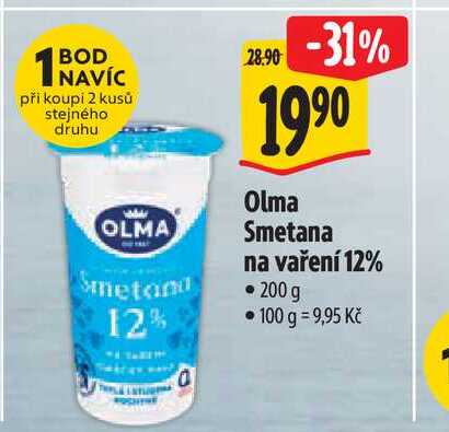  Olma Smetana na vaření 12%  200 g  v akci