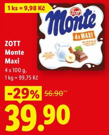 ZOTT Monte Maxi, 4x 100 g