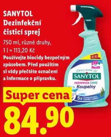 SANYTOL Dezinfekční čisticí sprej, 750 ml