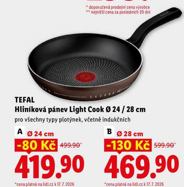 TEFAL Hliníková pánev Light Cook Ø 24/28 cm 