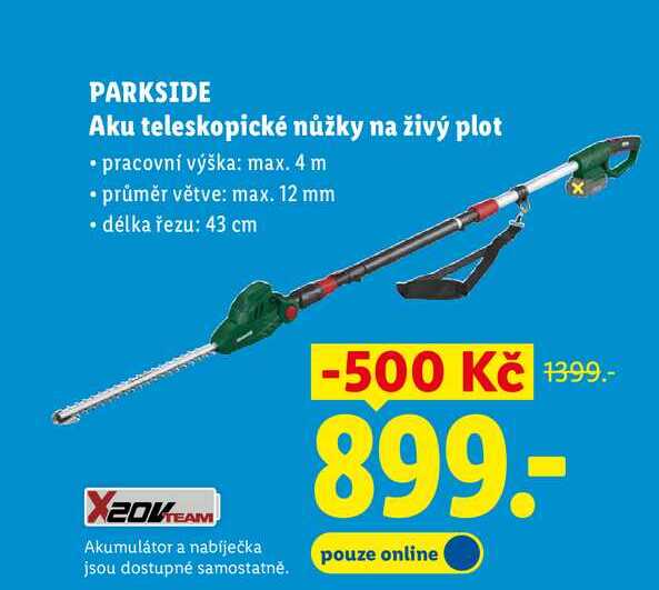 PARKSIDE Aku teleskopické nůžky na živý plot