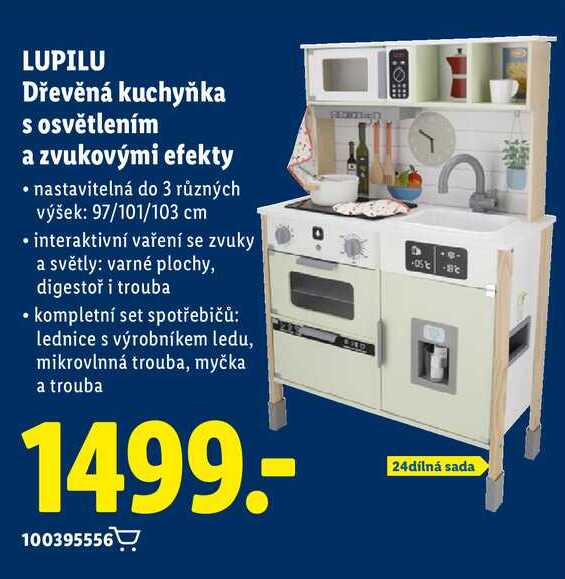 LUPILU Dřevěná kuchyňka s osvětlením a zvukovými efekty