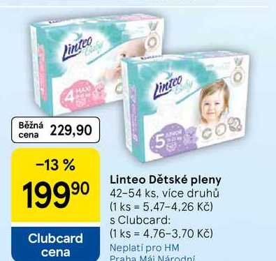 Linteo Dětské pleny, 42-54 ks, více druhů  