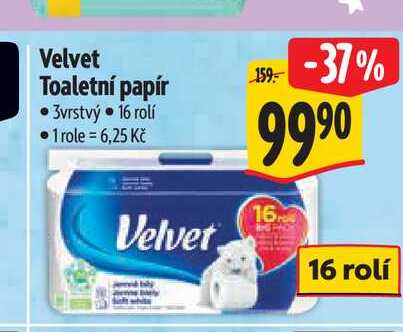 Velvet Toaletní papír 3vrstvý 16 rolí